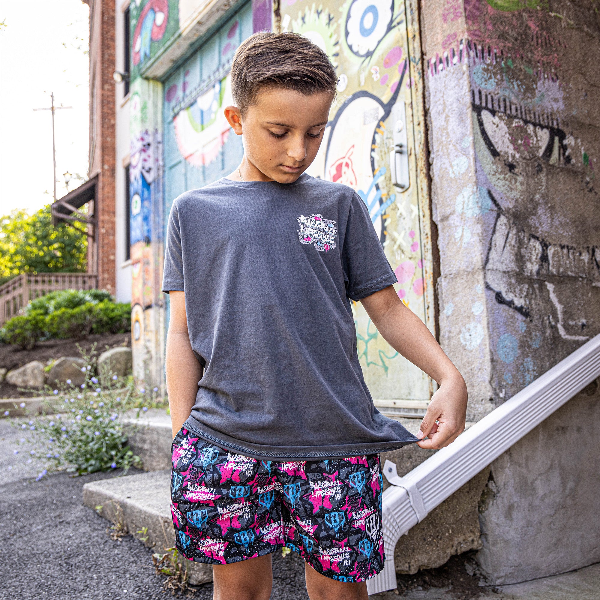 Baseball Lifestyle Tag Youth Shorts - Image 2