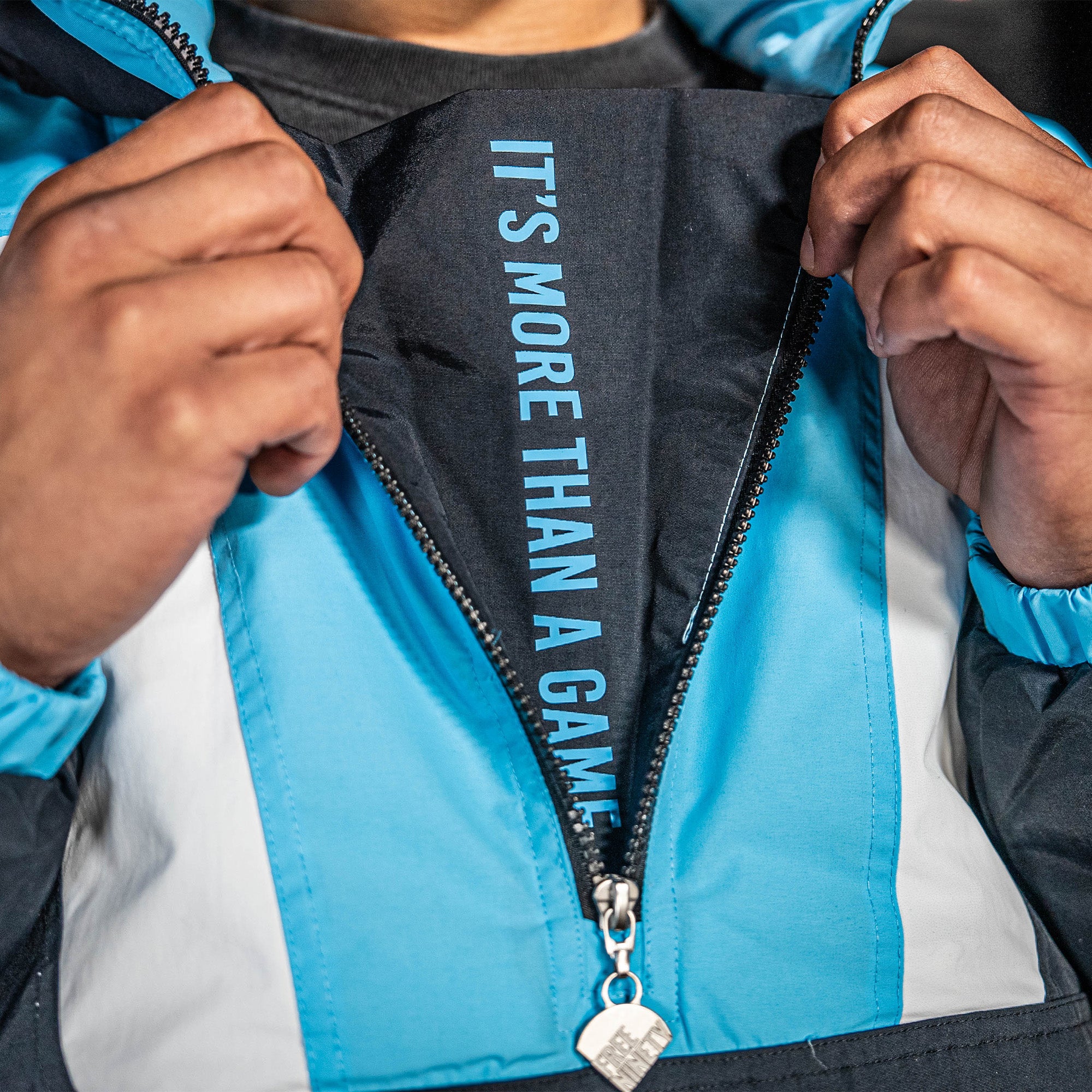 Colorblock Pullover Jacket - Black/Light Blue - Image 5