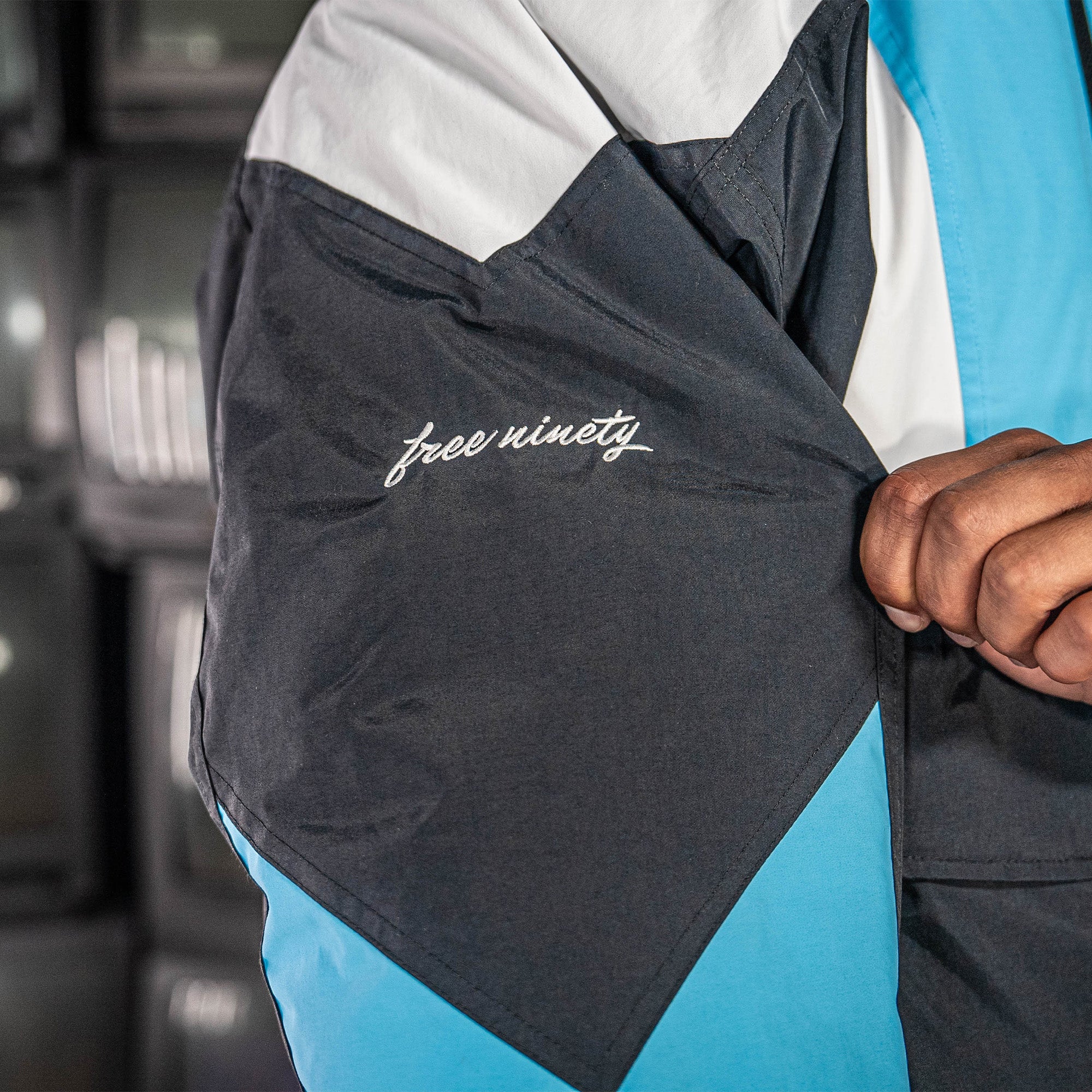 Colorblock Pullover Jacket - Black/Light Blue - Image 6