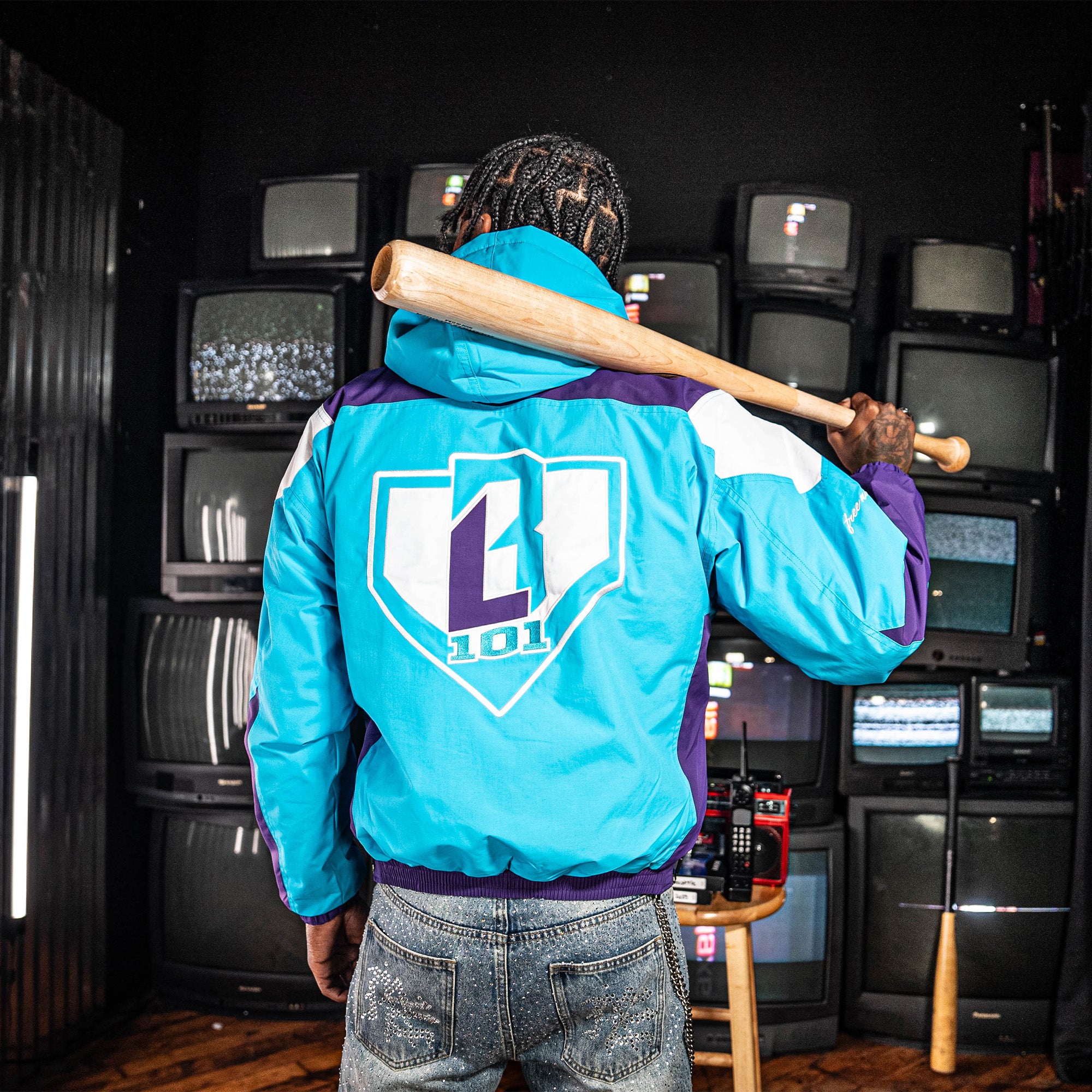 Colorblock Pullover Youth Jacket - Blue/Purple - Image 4