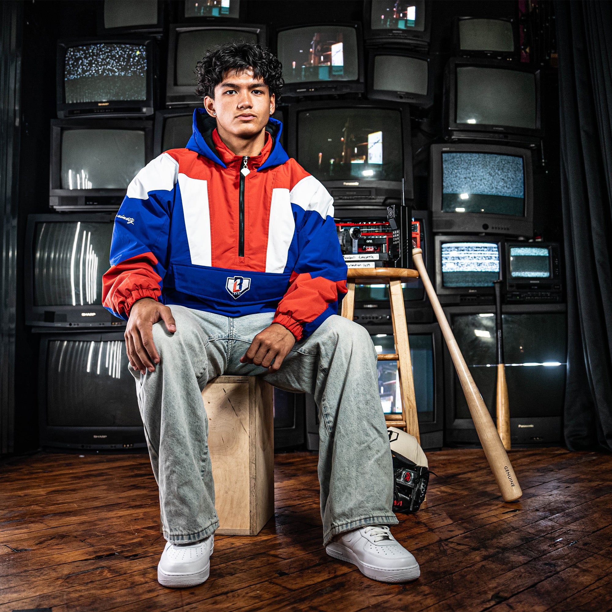 Colorblock Pullover Youth Jacket - Red/White/Blue - Image 3