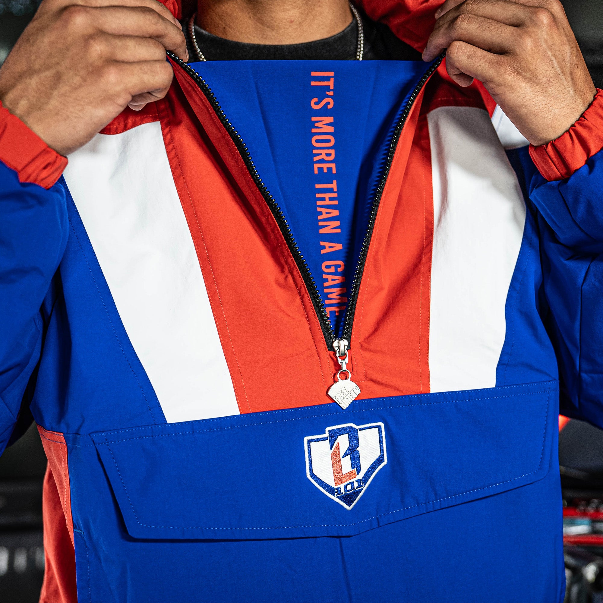 Colorblock Pullover Youth Jacket - Red/White/Blue - Image 5