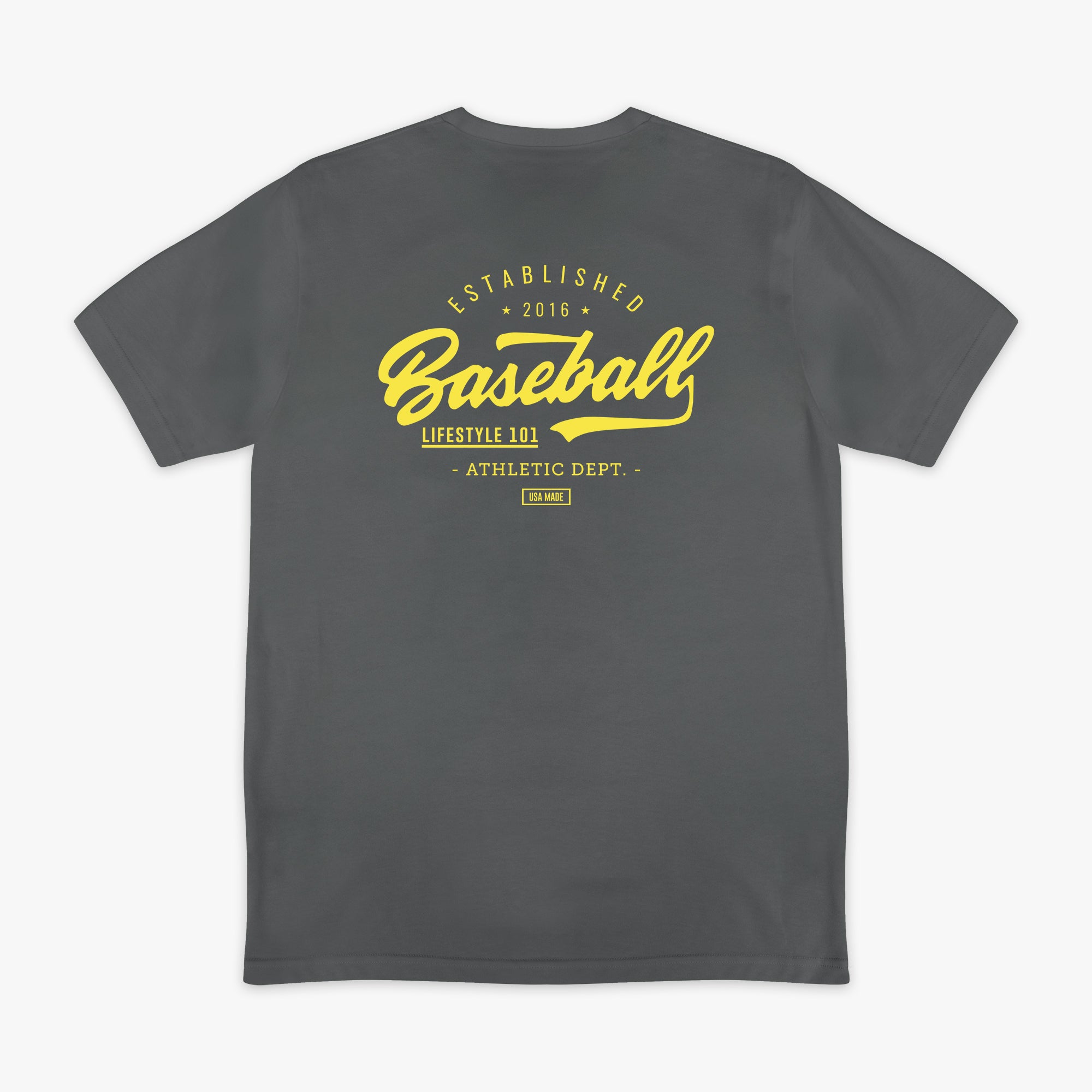 Established Tee - Charcoal/BL Yellow