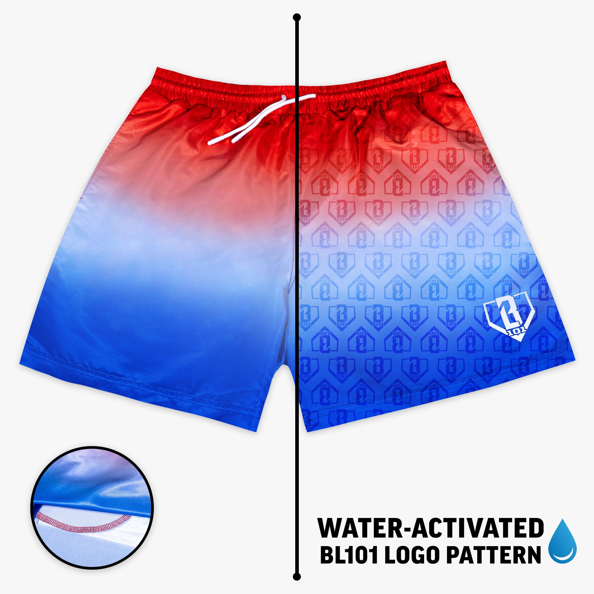 Gradient Swim Trunks - Red/White/Blue