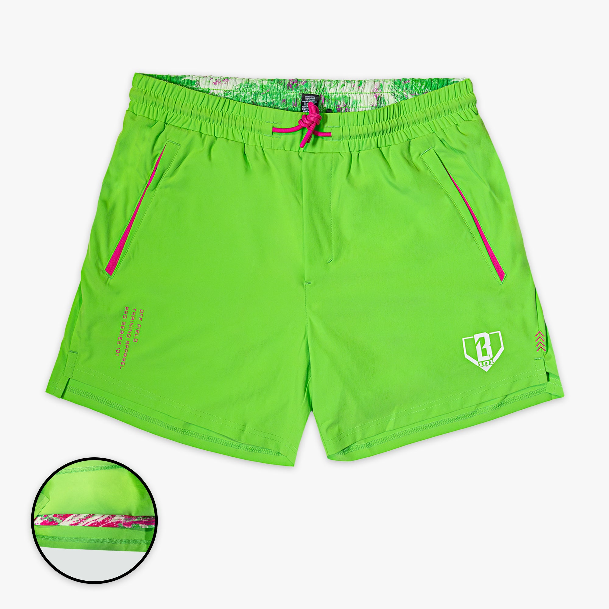 Realtree Pro Series Youth Shorts V2 with Liner - Green/Aspect-Pink
