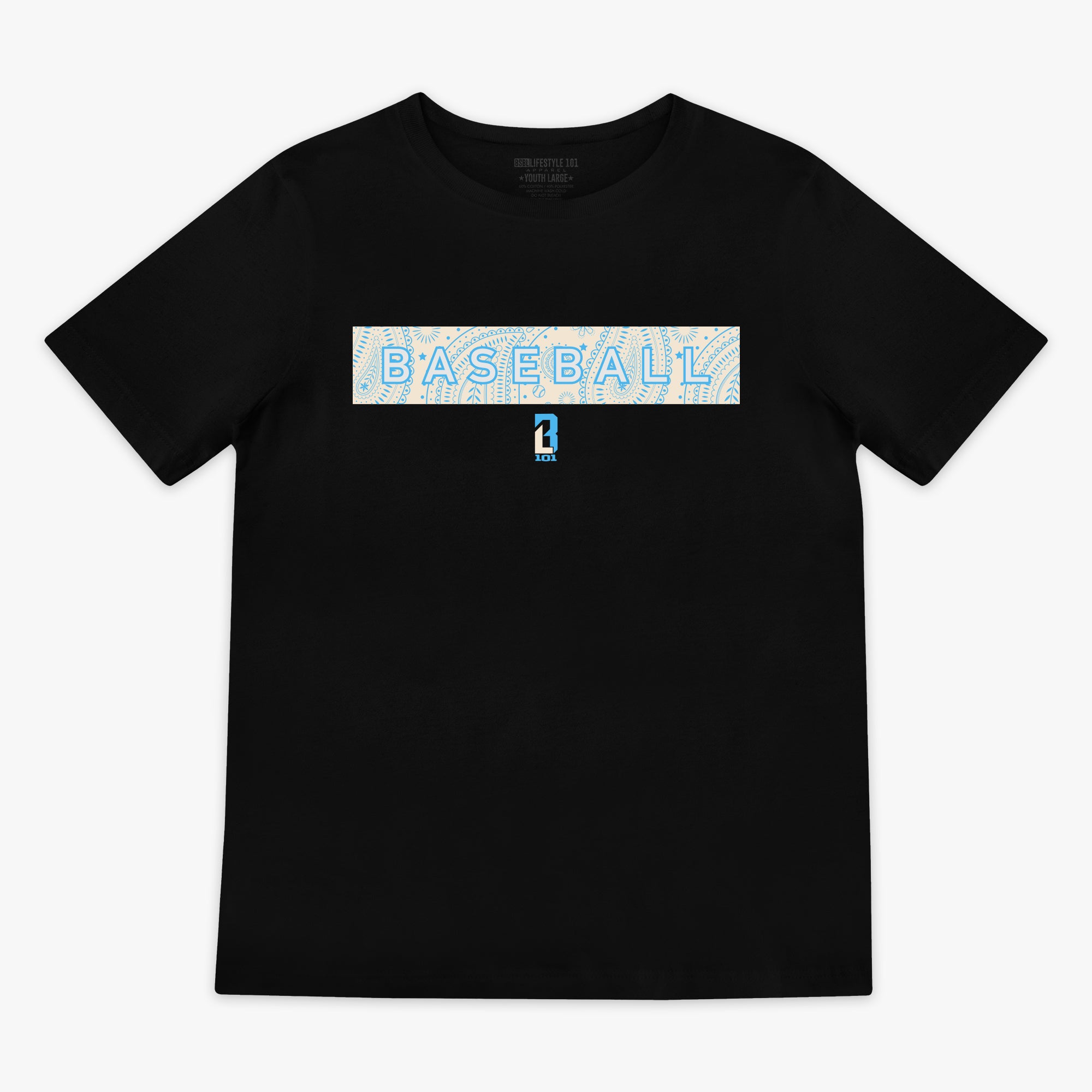 Paisley Youth Tee - Black/Bone/Light Blue