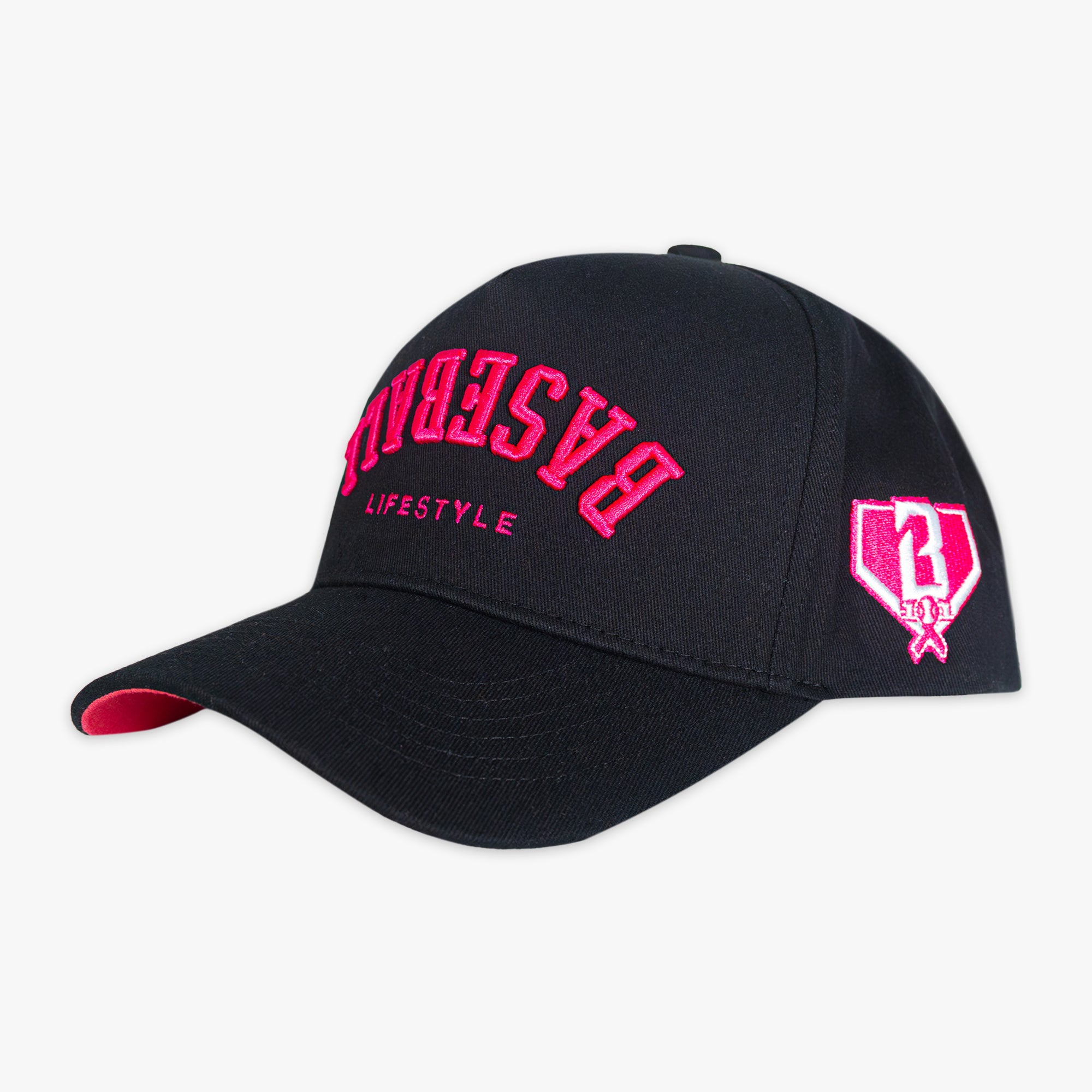 Upside Down Baseball Hat - Black/Pink