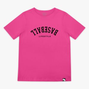 Upside Down Baseball Youth Tee - Pink