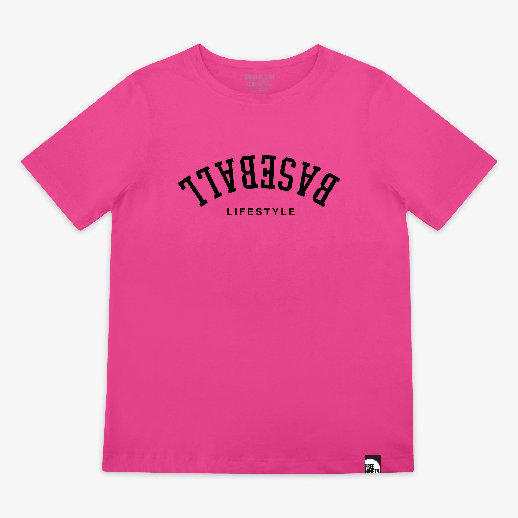 Upside Down Baseball Youth Tee - Pink
