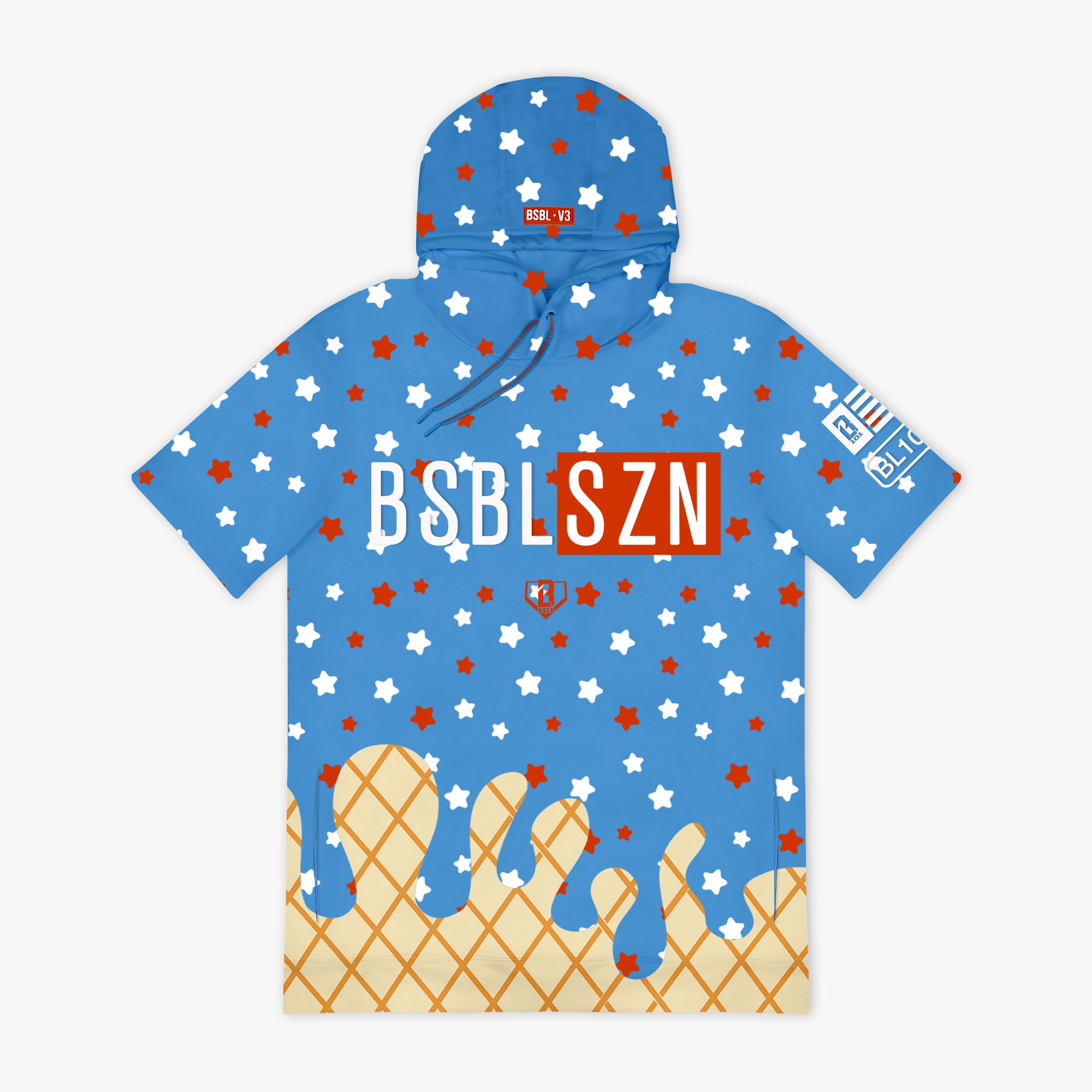 BSBL-SZN Short Sleeve Hoodie V3 - USA Ice Cream