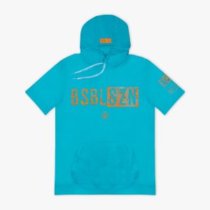 Realtree BSBL-SZN Short Sleeve Hoodie V3 - Bright Blue/Aspect-Orange