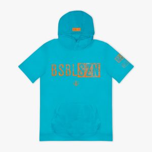 Realtree BSBL-SZN Short Sleeve Youth Hoodie V3 - Bright Blue/Aspect-Orange