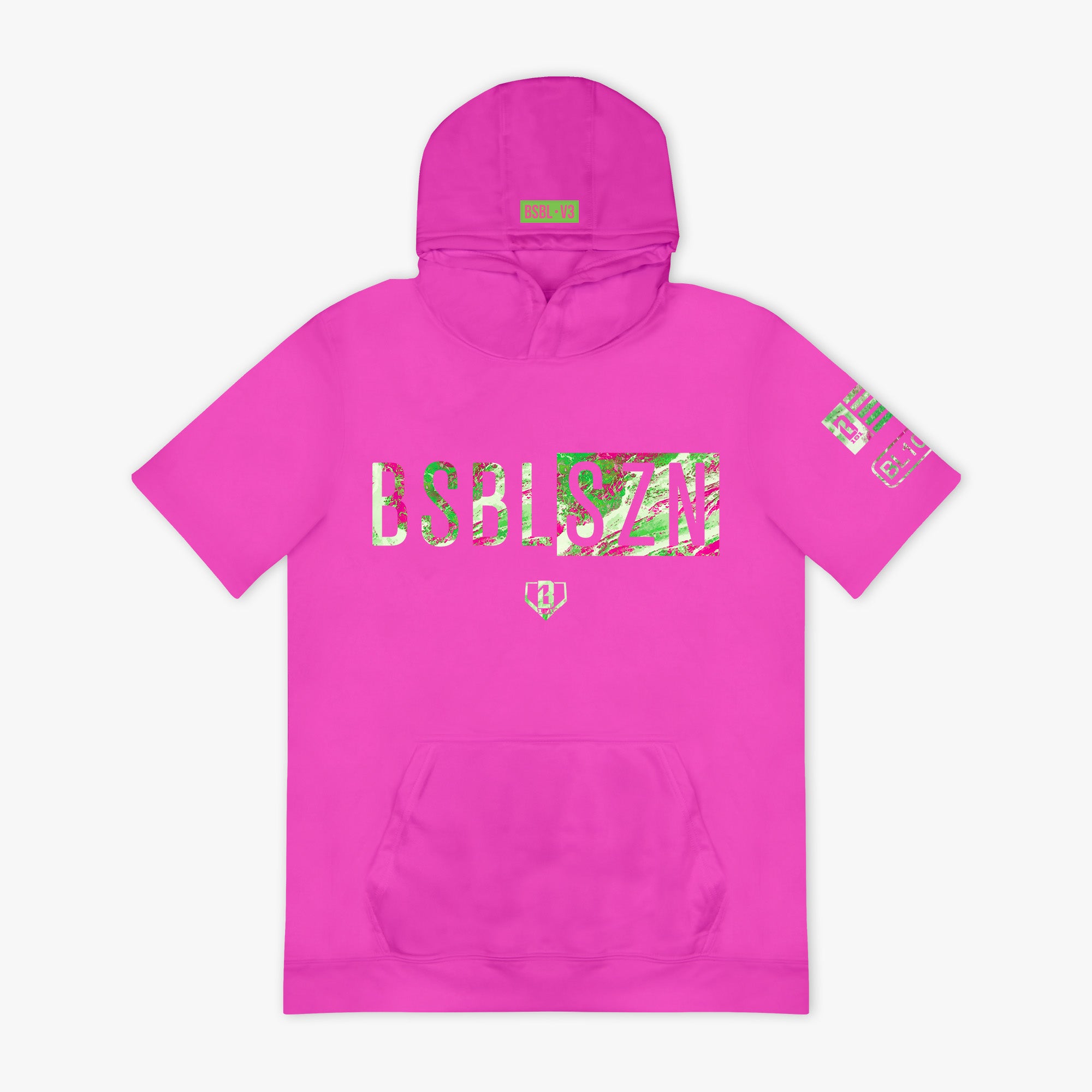 Realtree BSBL-SZN Short Sleeve Youth Hoodie V3 - Pink/Aspect-Pink