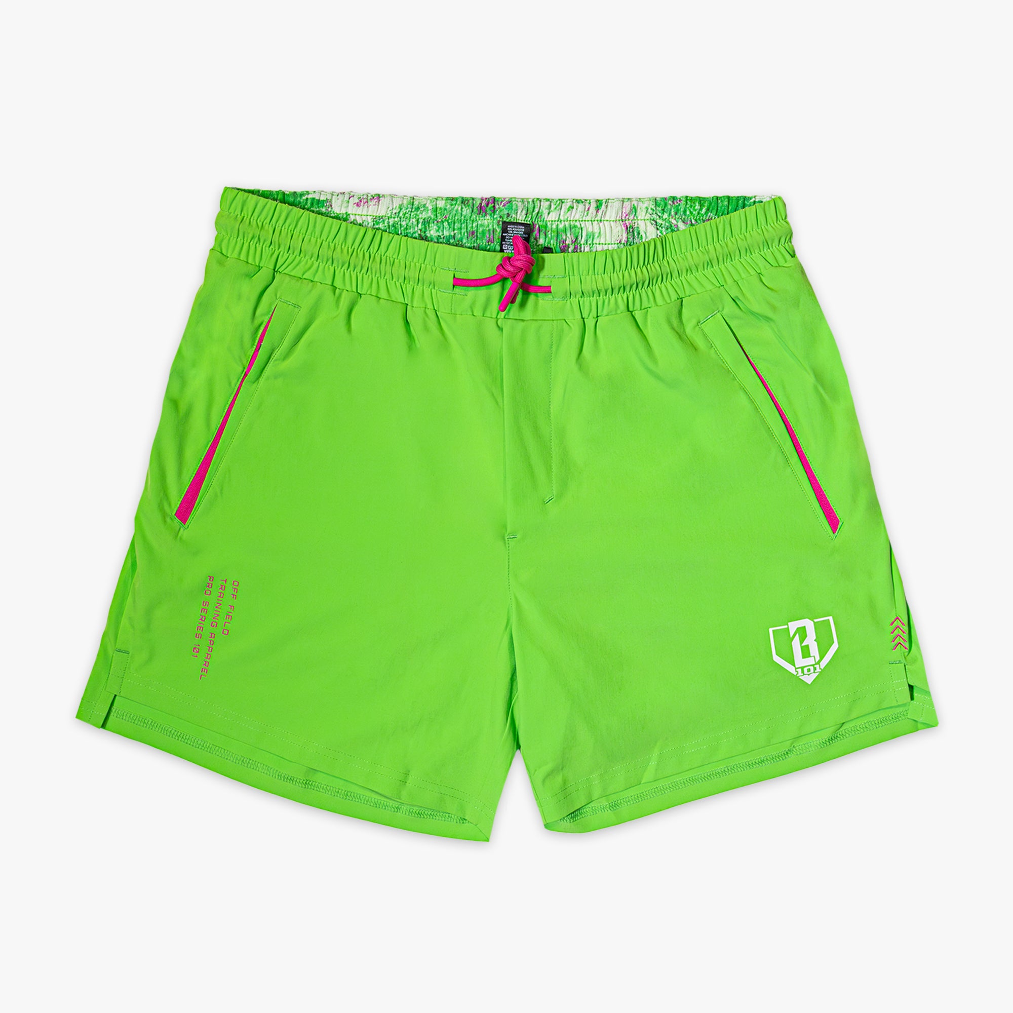 Realtree Pro Series Youth Shorts V2 with Liner - Green/Aspect-Pink - Image 2