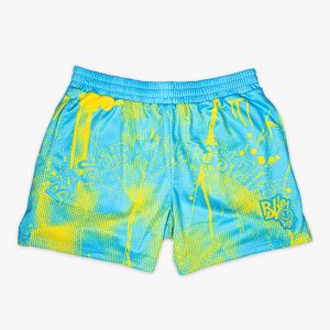 Retro Graffiti Youth Shorts - Blue/Yellow