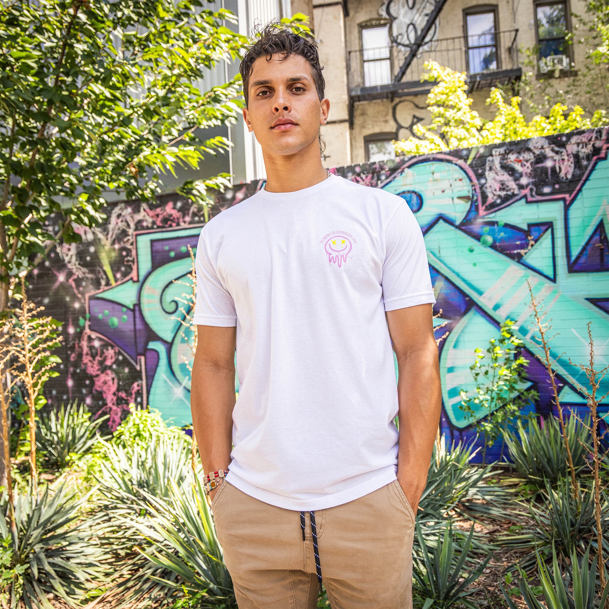 Retro Graffiti Tee - Pink/Yellow - Image 3