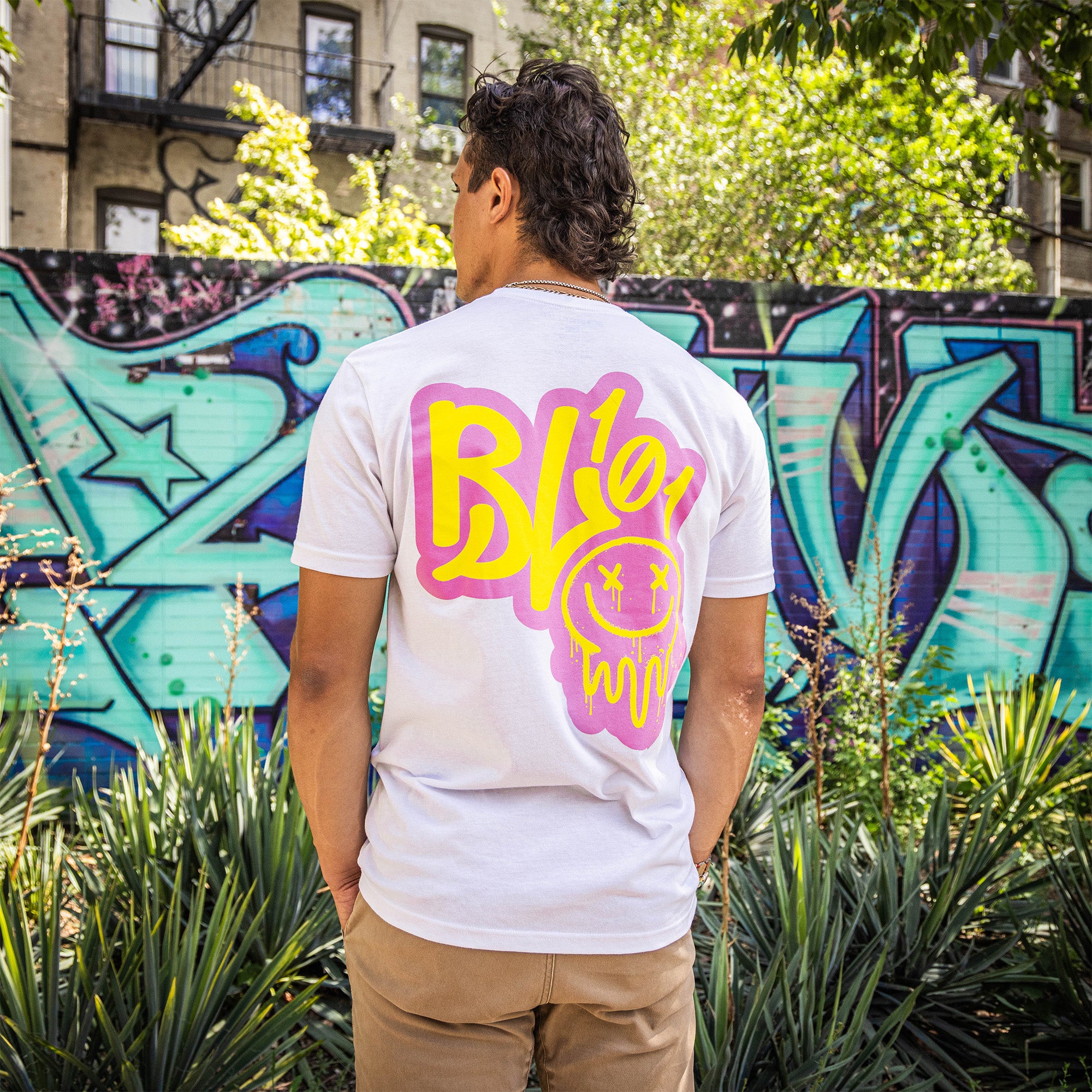 Retro Graffiti Tee - Pink/Yellow - Image 5