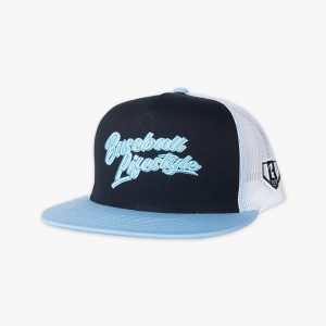 Signature Mesh Snapback Hat - Black/White/Light Blue