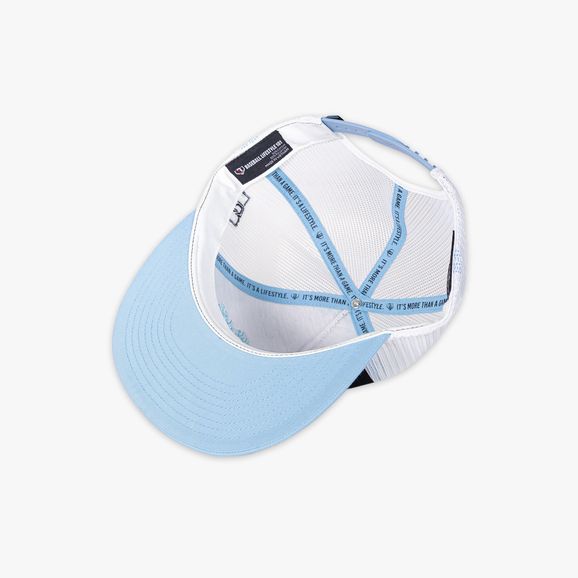Signature Mesh Snapback Hat - Black/White/Light Blue - Image 2