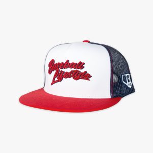 Signature Mesh Off Field Snapback Hat - White/Navy/Red