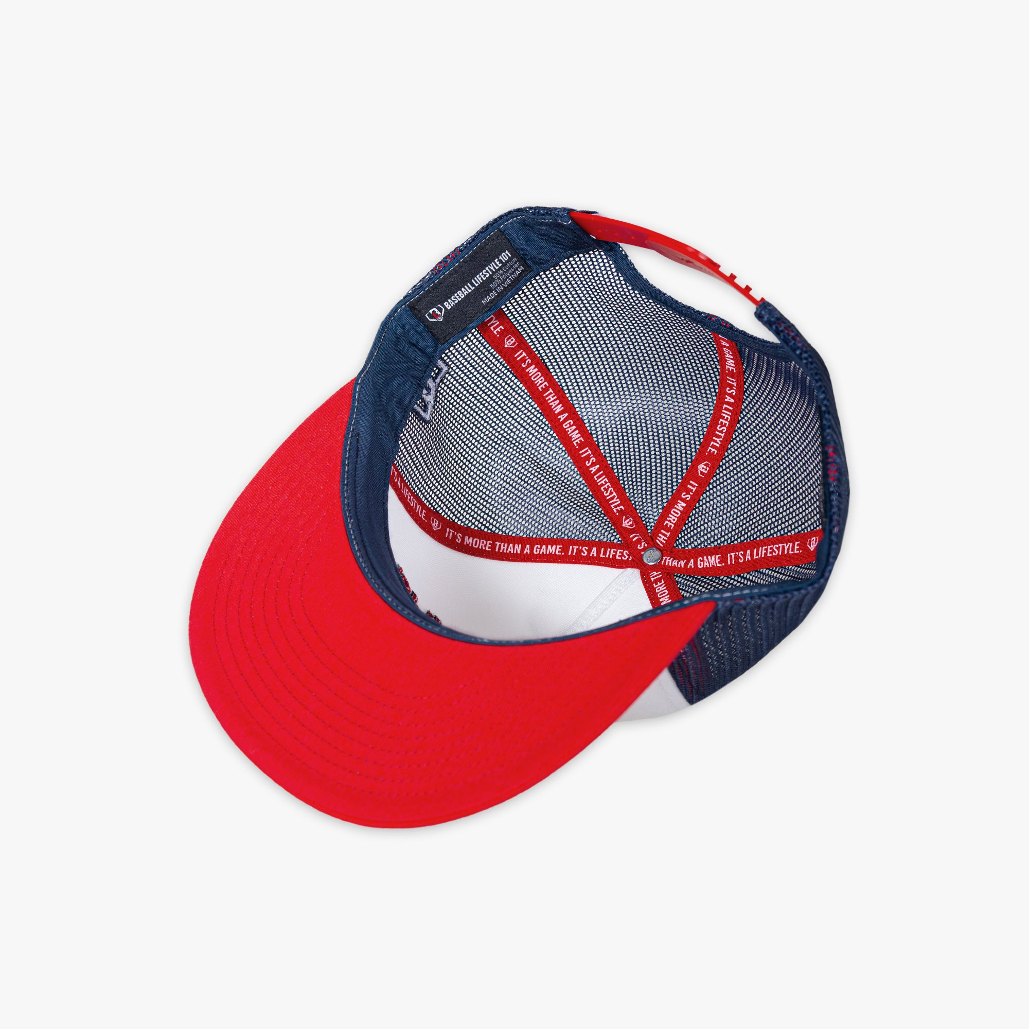 Signature Mesh Off Field Snapback Hat - White/Navy/Red - Image 2