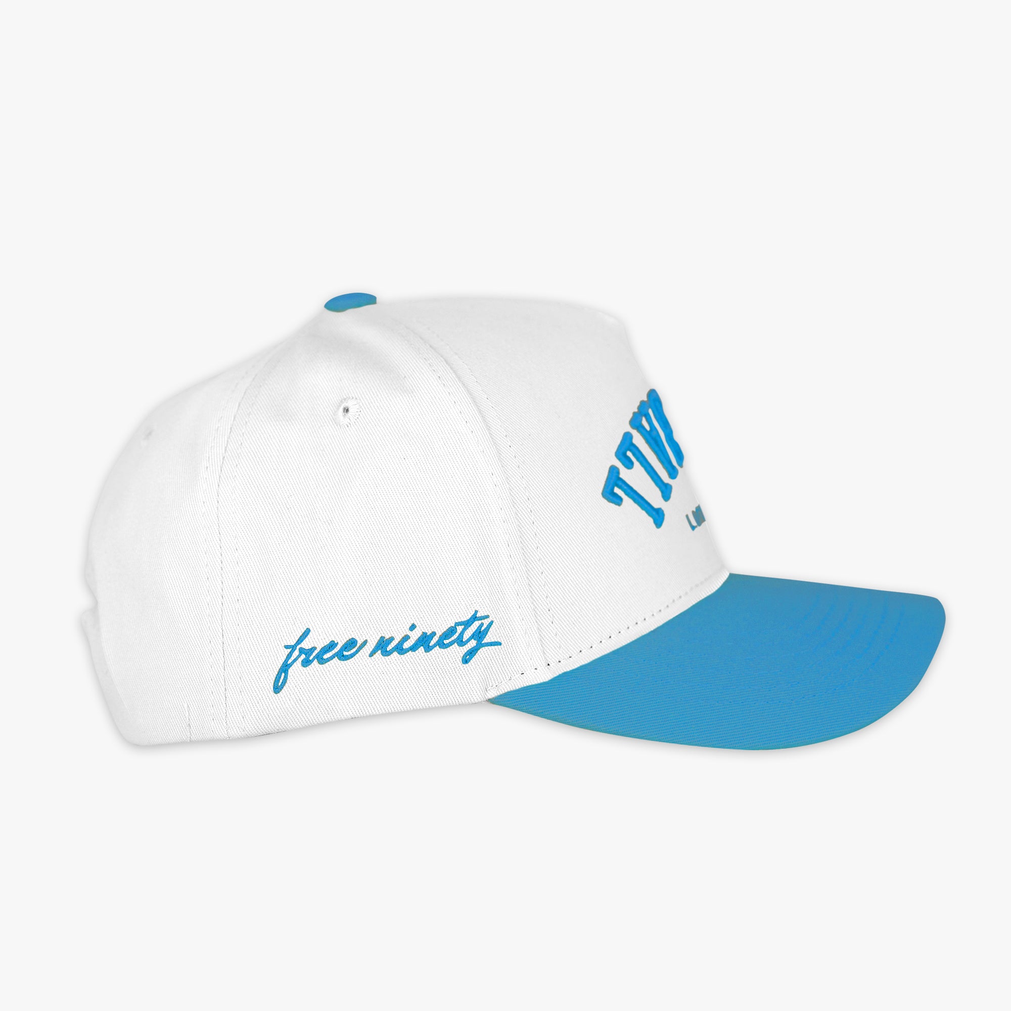 Upside Down Baseball Hat - White/Neon Blue - Image 2