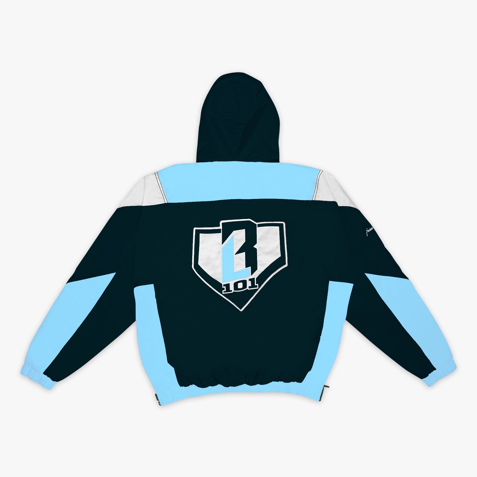 Colorblock Pullover Jacket - Black/Light Blue - Image 2