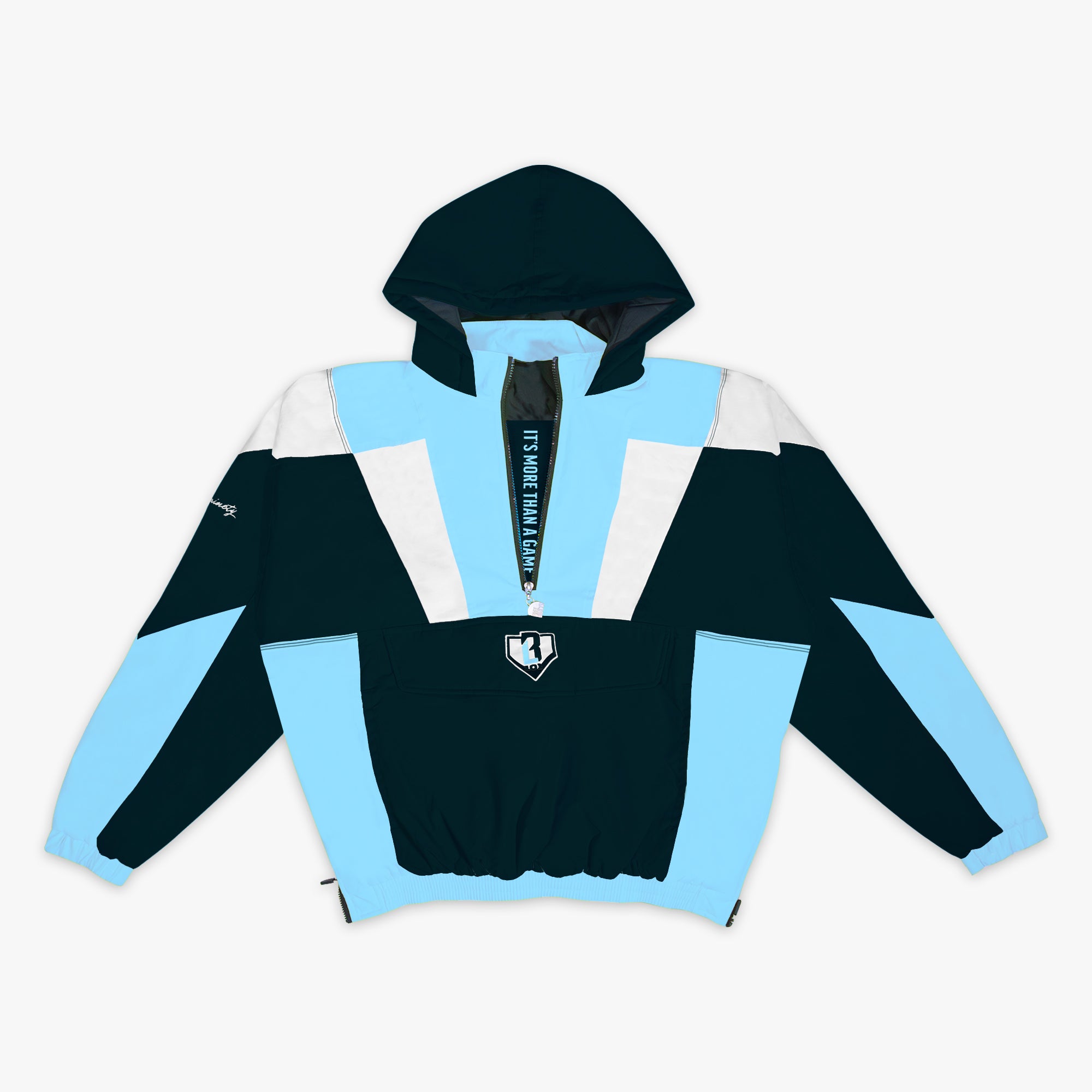Colorblock Pullover Jacket - Black/Light Blue