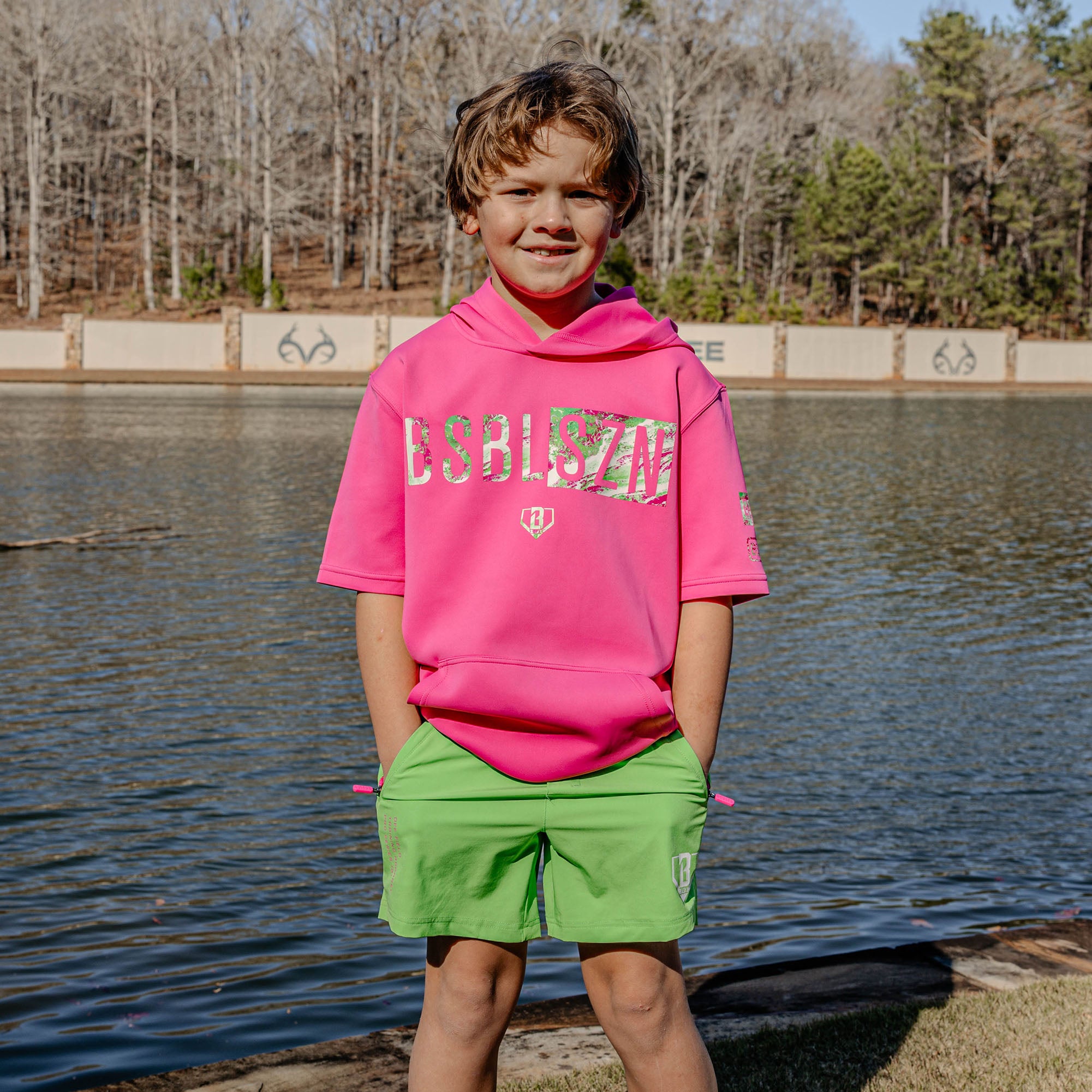 Realtree BSBL-SZN Short Sleeve Youth Hoodie V3 - Pink/Aspect-Pink - Image 3
