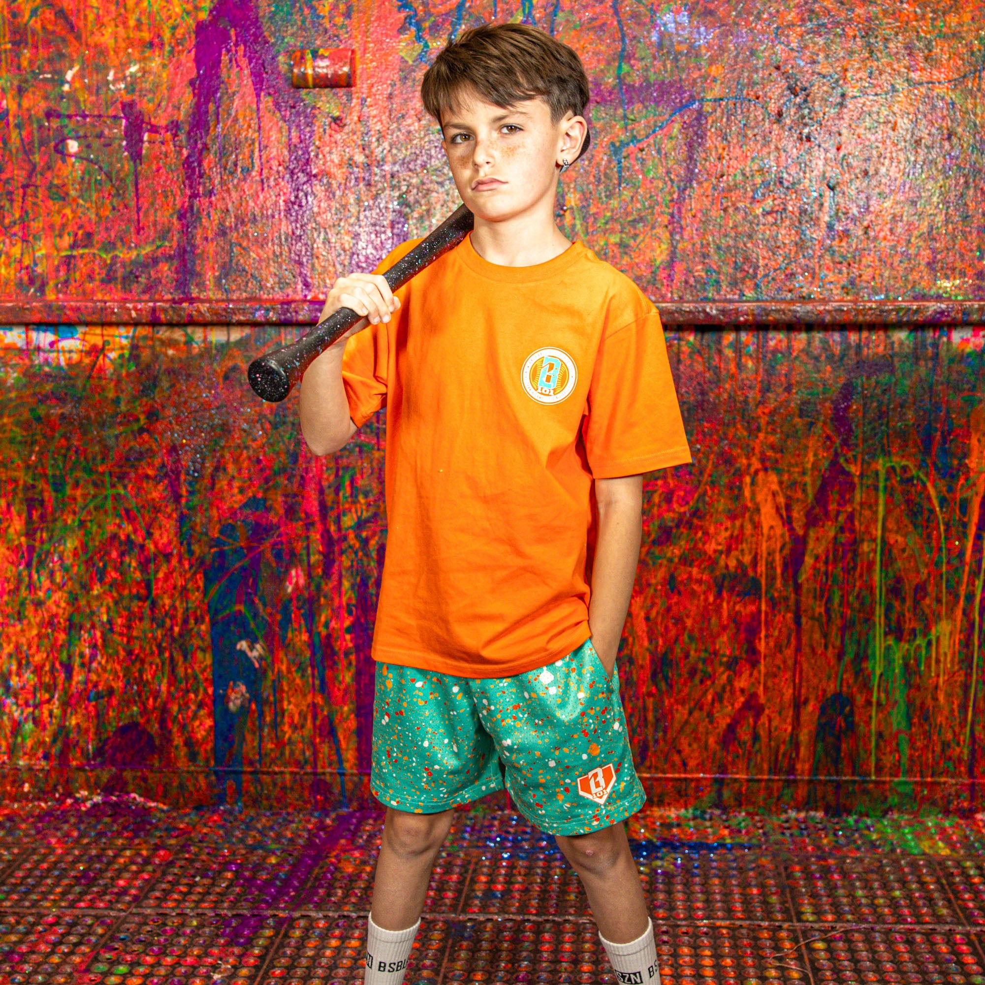 Splatter Youth Shorts - Teal - Image 3