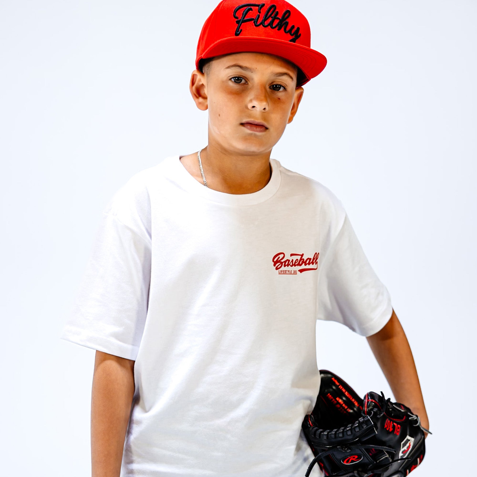 Established Youth Tee - BL White/BL Red - Image 3
