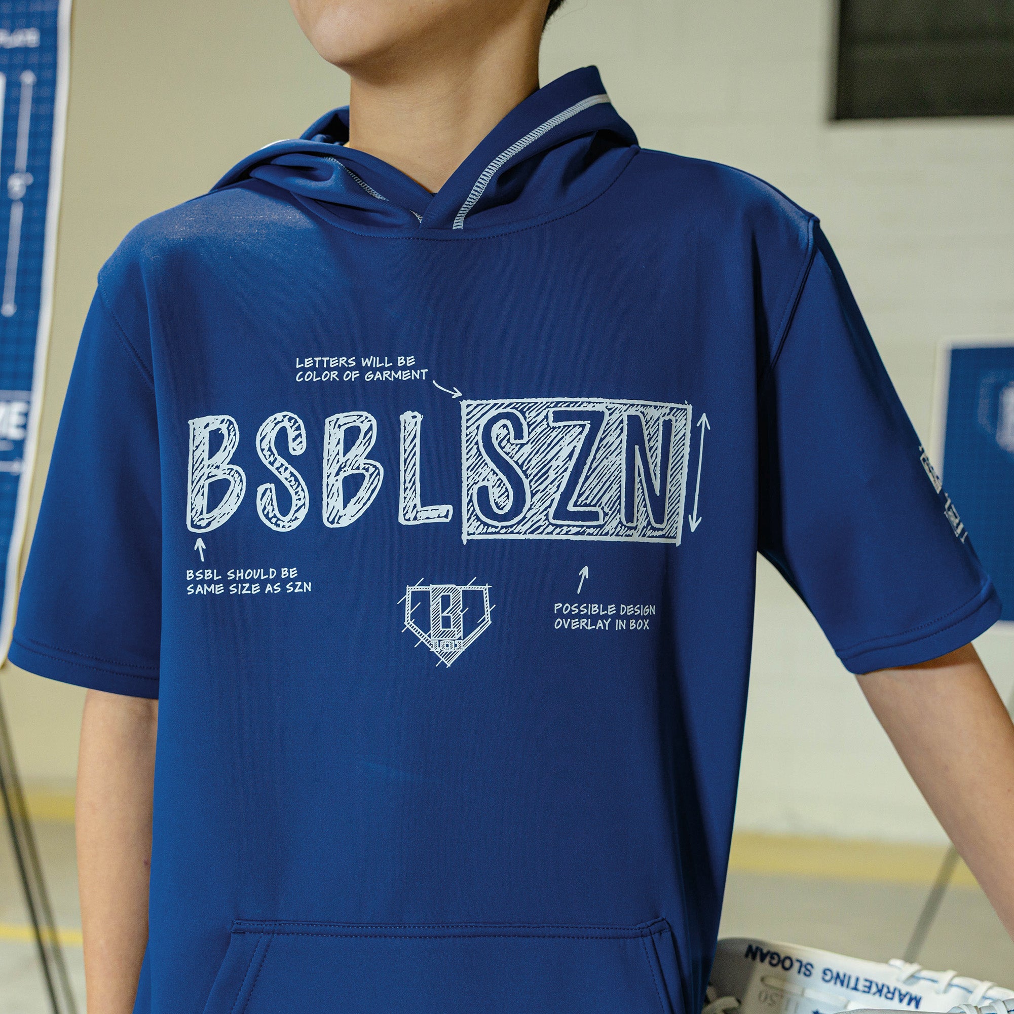 BSBL-SZN Short Sleeve Youth Hoodie V3 - Blueprint - Image 4