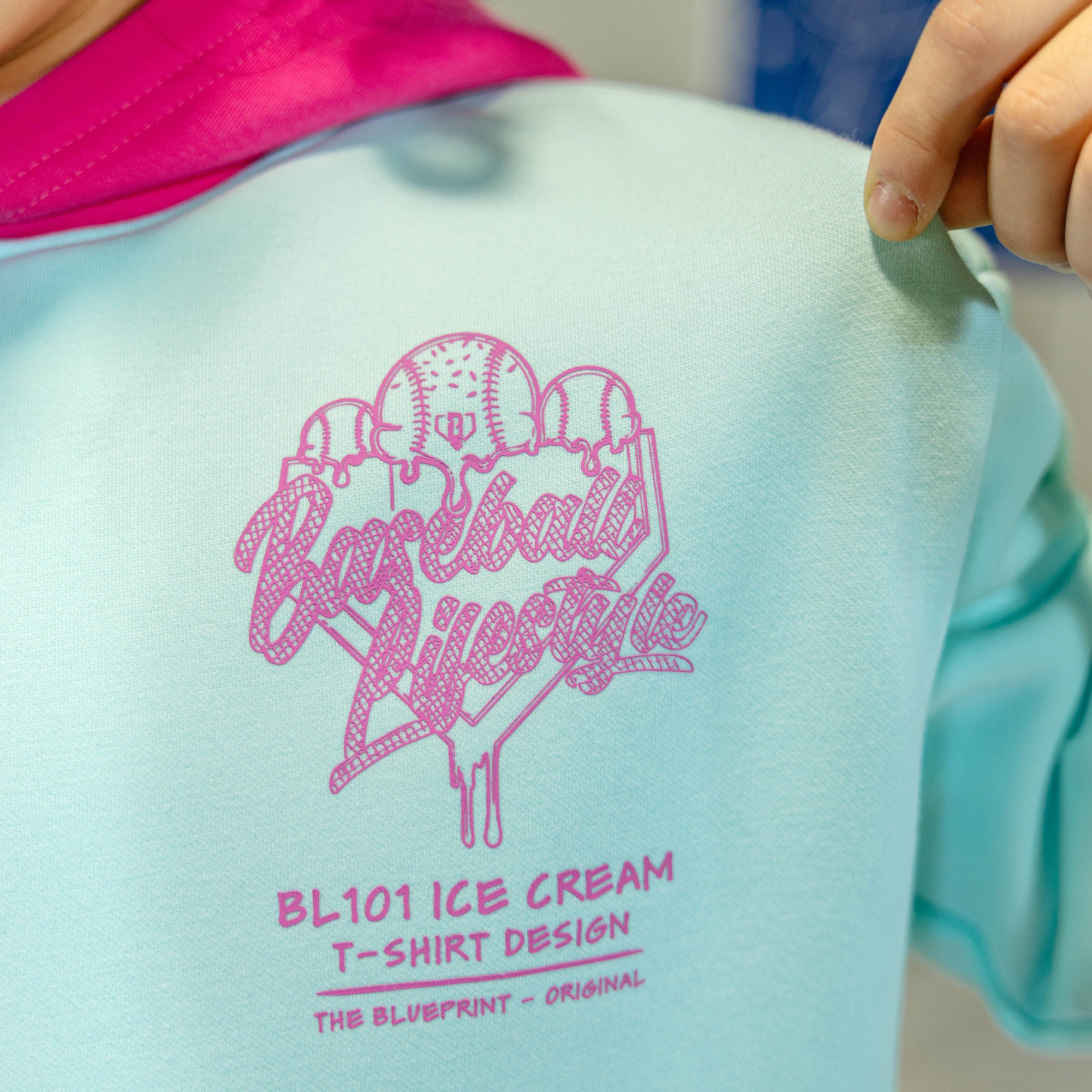 OG Ice Cream Design Youth Hoodie - Light Blue - Image 4