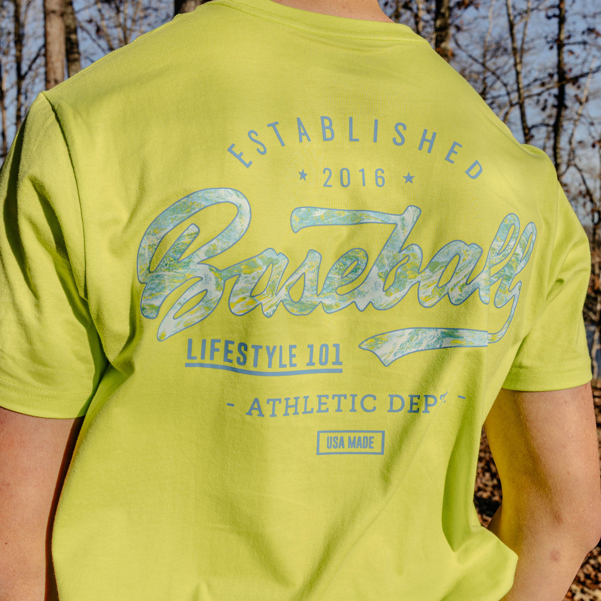 Realtree Established Youth Tee - Bright Yellow/Aspect-Teal - Image 3