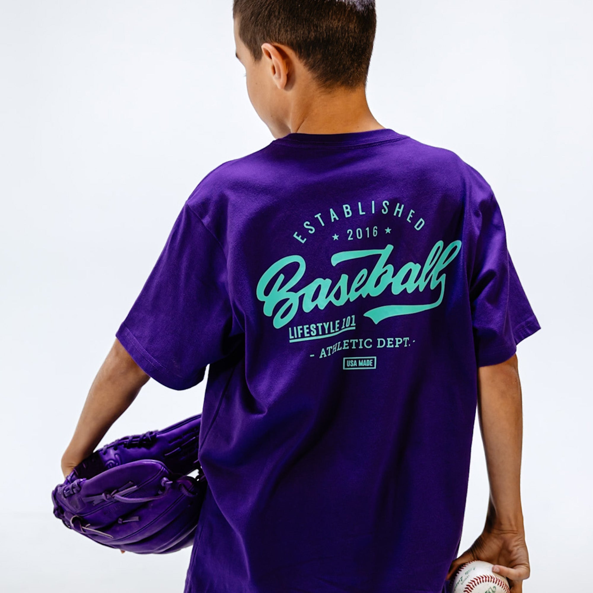 Established Youth Tee - Purple/Teal - Image 4