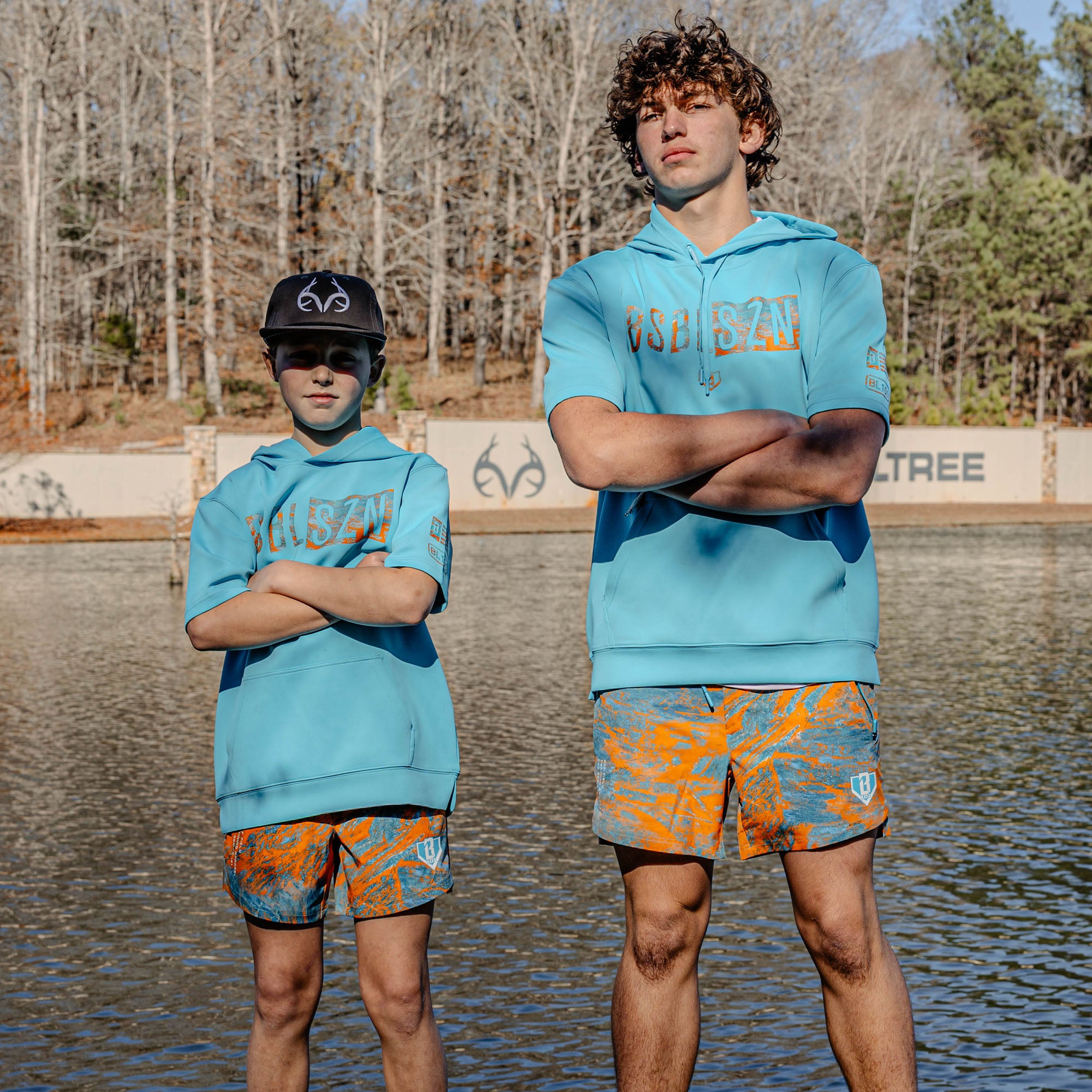 Realtree BSBL-SZN Short Sleeve Youth Hoodie V3 - Bright Blue/Aspect-Orange - Image 5