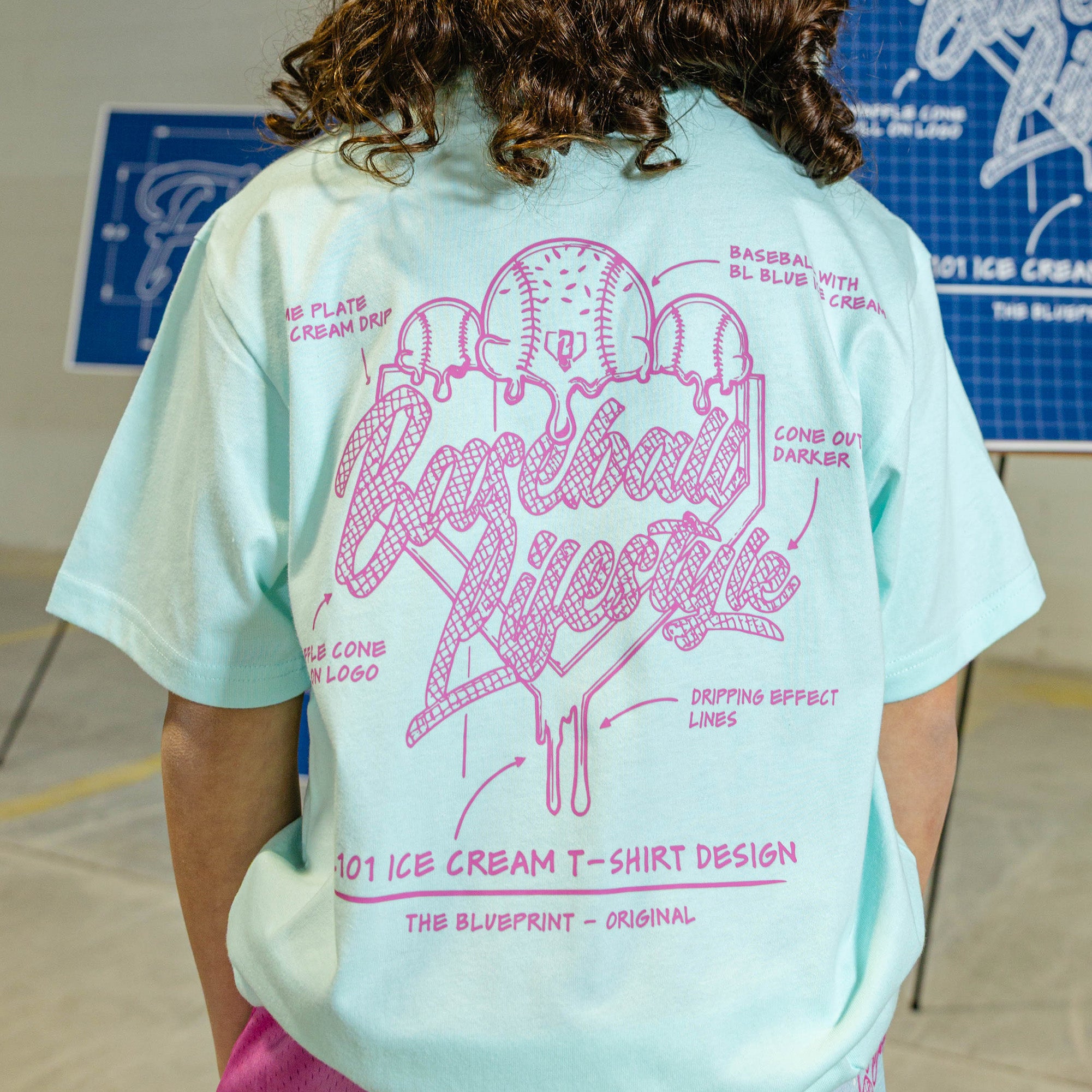 OG Ice Cream Design Youth Tee - Light Blue - Image 6
