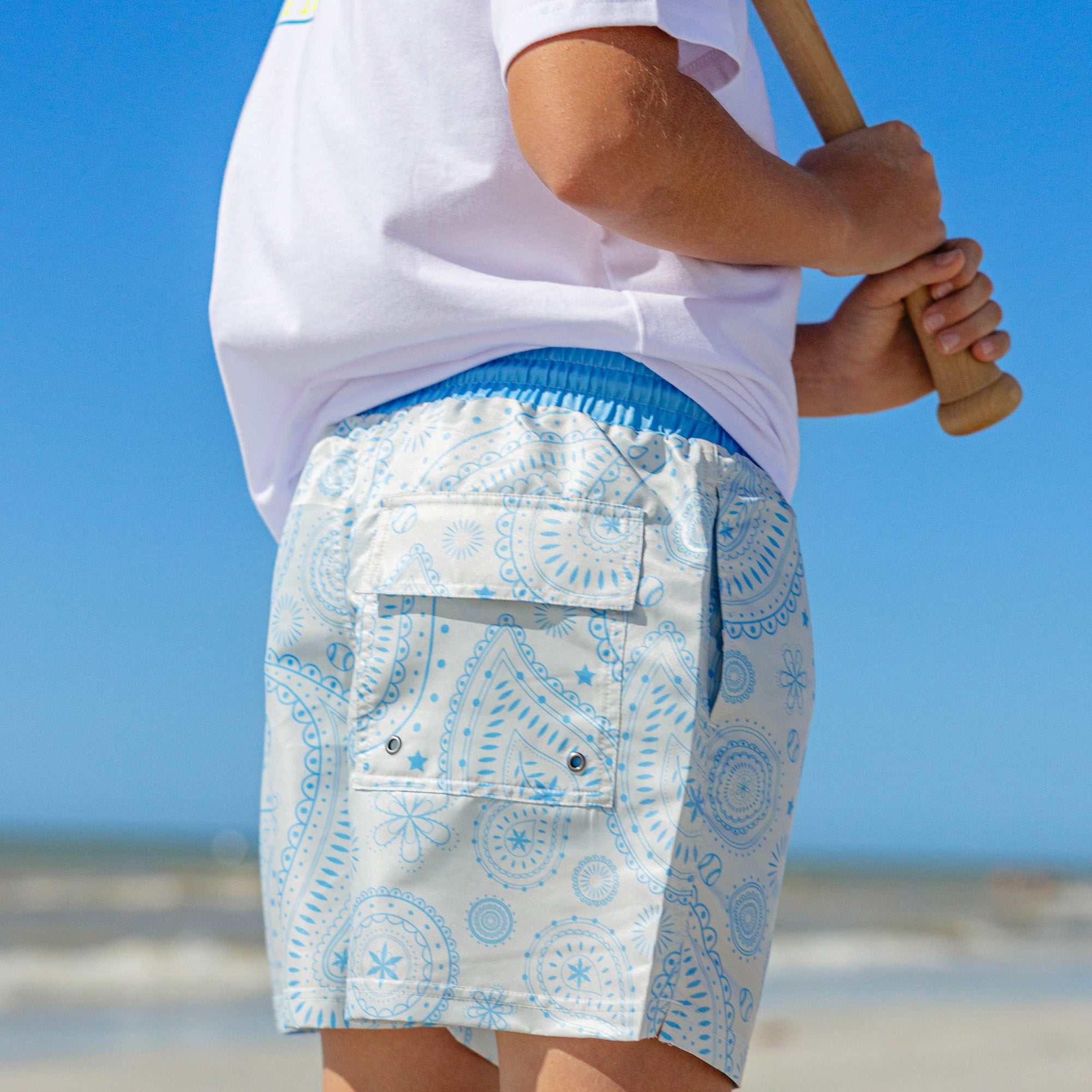 Paisley Youth Swim Trunks - Gray - Image 7